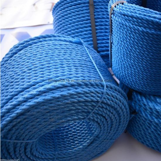 批发3strand蓝色PP绳聚丙烯绳船用缆绳，用于钓鱼和系泊