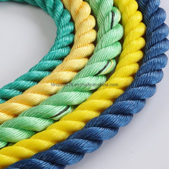 彩色3股PP绳索，用于系泊和钓鱼