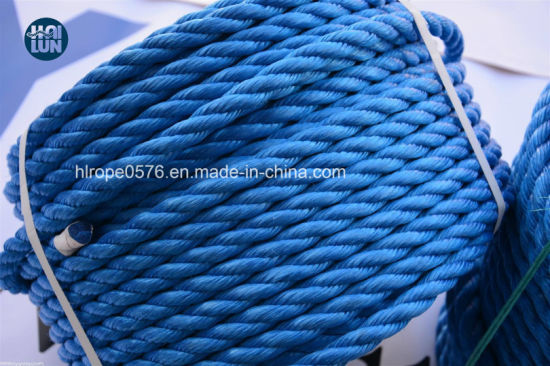 3股蓝色扭曲优质牵引聚丙烯船用绳索